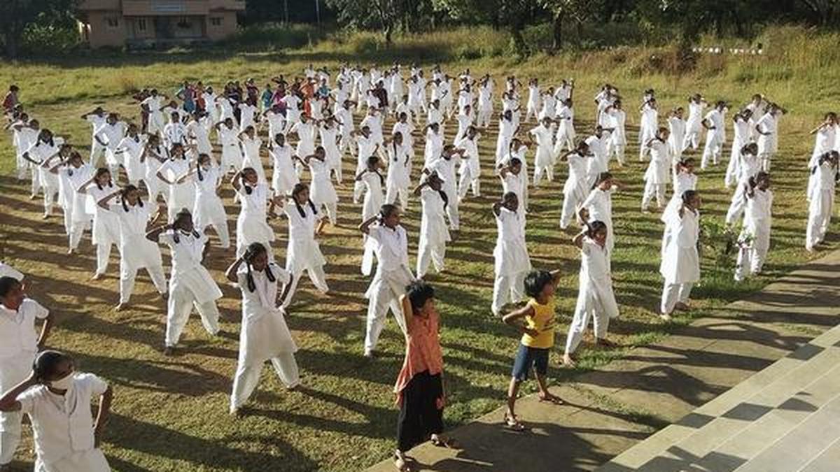 Martial arts training for girl students in Karnataka residential