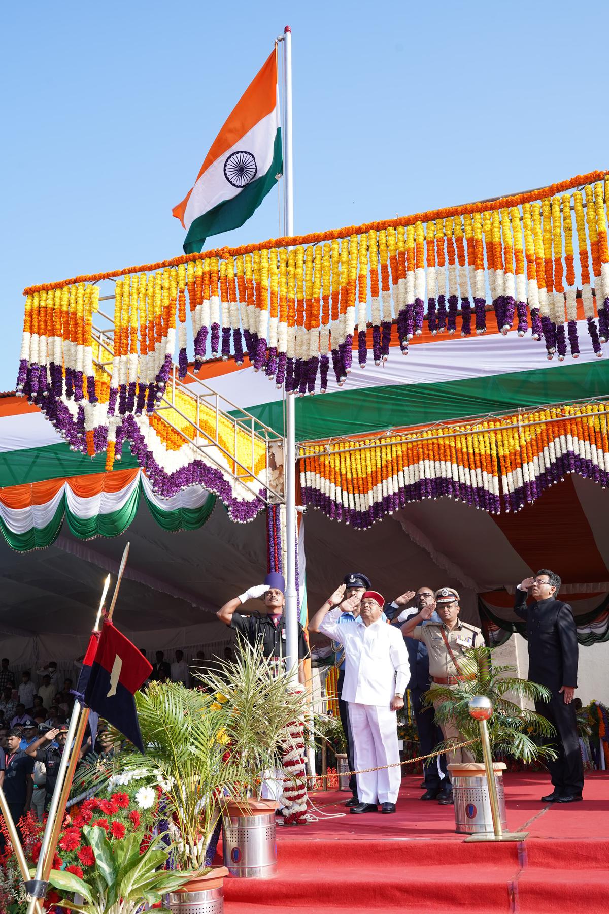 Governor Thaawarchand Gehlot during the Republic Day celebrations at Manekshaw Parade Ground in Bengaluru on January 26, 2024.