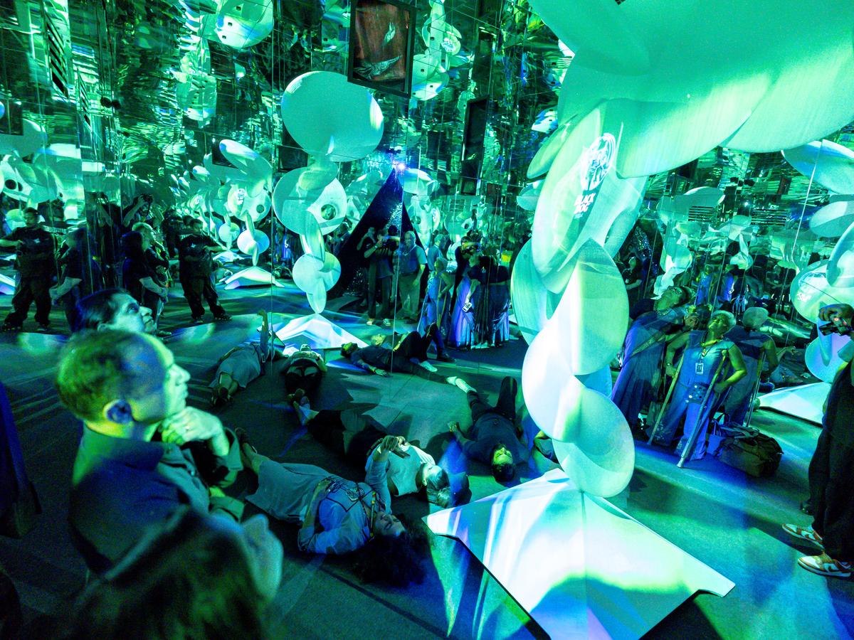 Viewers enjoying the installation