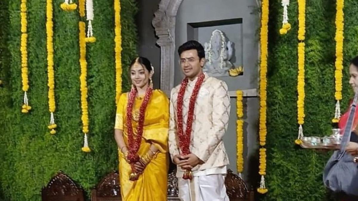 BJP MP Tejasvi Surya ties the knot with singer-dancer Sivasri Skandaprasad in Bengaluru