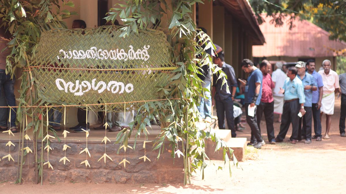 Eco-friendly polling booth in Attingal with message of sustainable living