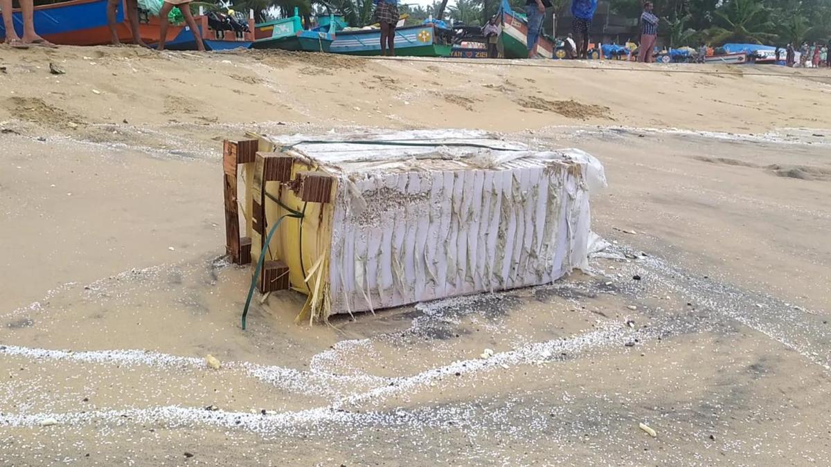 Containers from capsized Liberian ship wash ashore on Thiruvananthapuram coast in Kerala