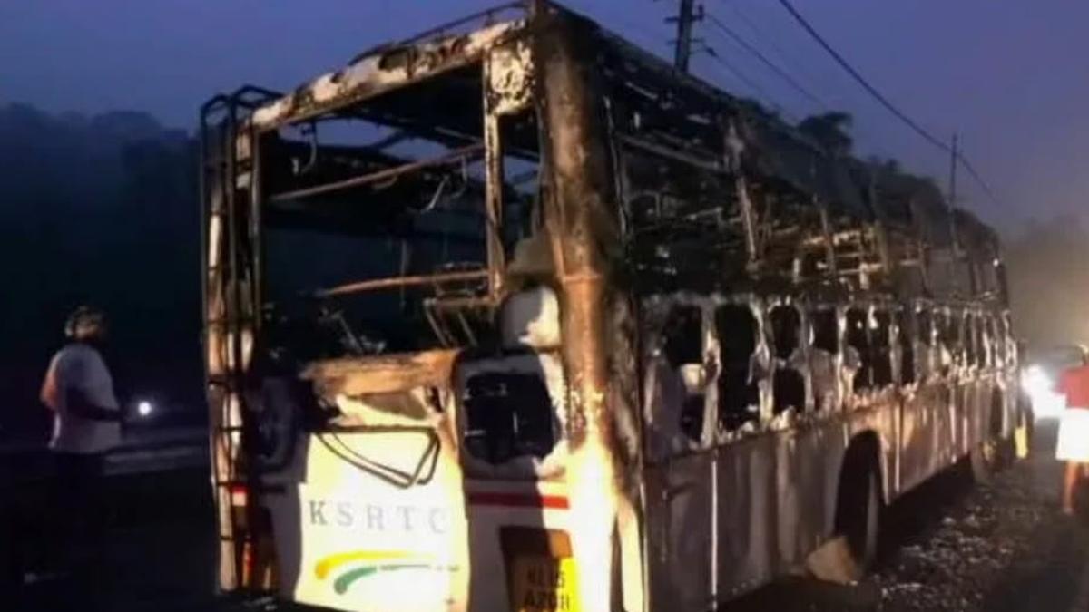 KSRTC bus carrying tourists catches fire in Kottayam; all 28 passengers escape unhurt