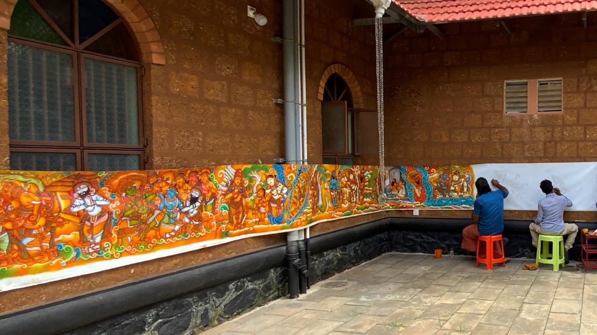 In a first, artists depict Mahabharata in mural style on a larger canvas