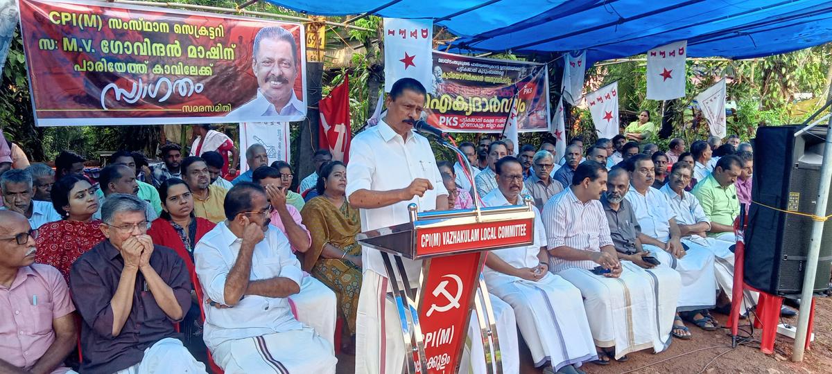 CPI(M) State secretary M.V. Govindan addressing a protest meet at Pariyathukavu on Monday CPI(M) State secretary M.V. Govindan addressing a protest meet at Pariyathukavu on Monday
