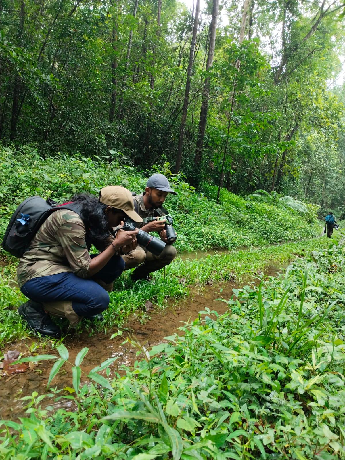 Ecologists engaged in the faunal survey at Thattekad Bird Sanctuary in Ernakulam. Ecologists engaged in the faunal survey at Thattekad Bird Sanctuary in Ernakulam.