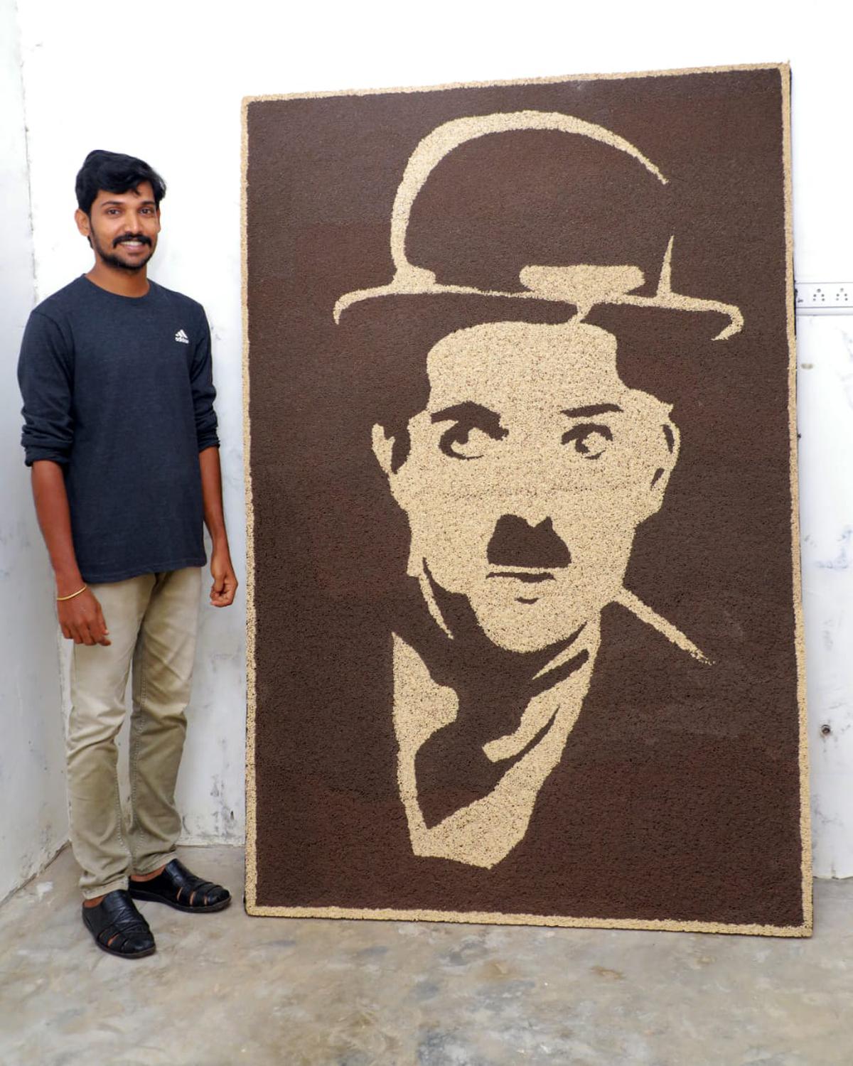 Artist win accolades for ‘matchstick portrait’ of Chaplin