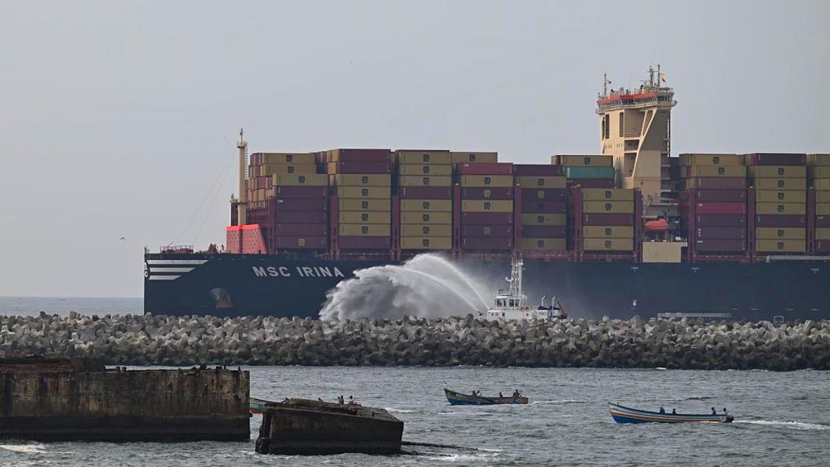 World’s largest container ship MSC Irina docks at Vizhinjam seaport in Kerala
