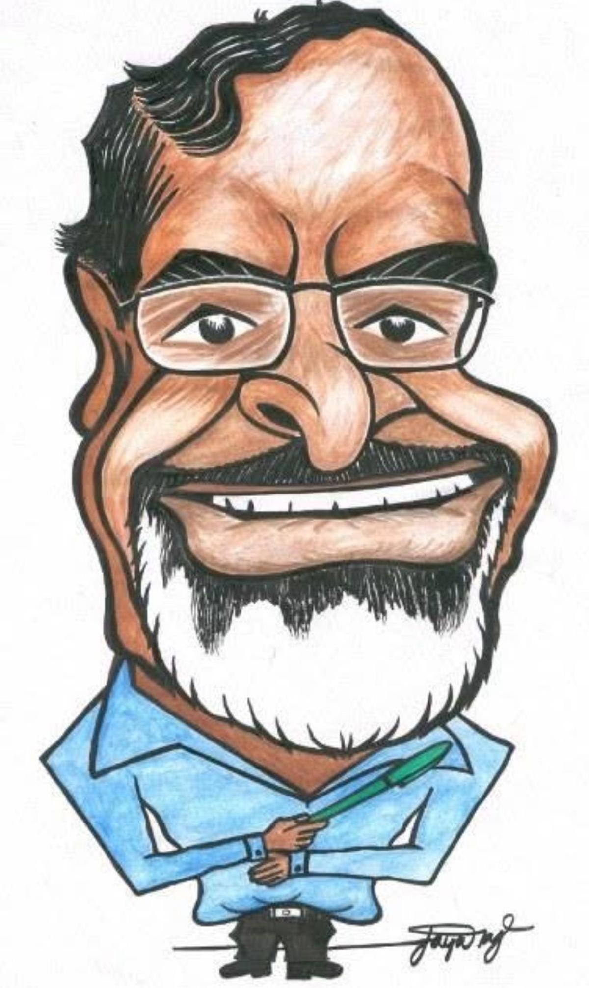 A caricature of Dr. Syed Amjed Ahmed sketched by cartoonist Jayaraj Vellur. A caricature of Dr. Syed Amjed Ahmed sketched by cartoonist Jayaraj Vellur.