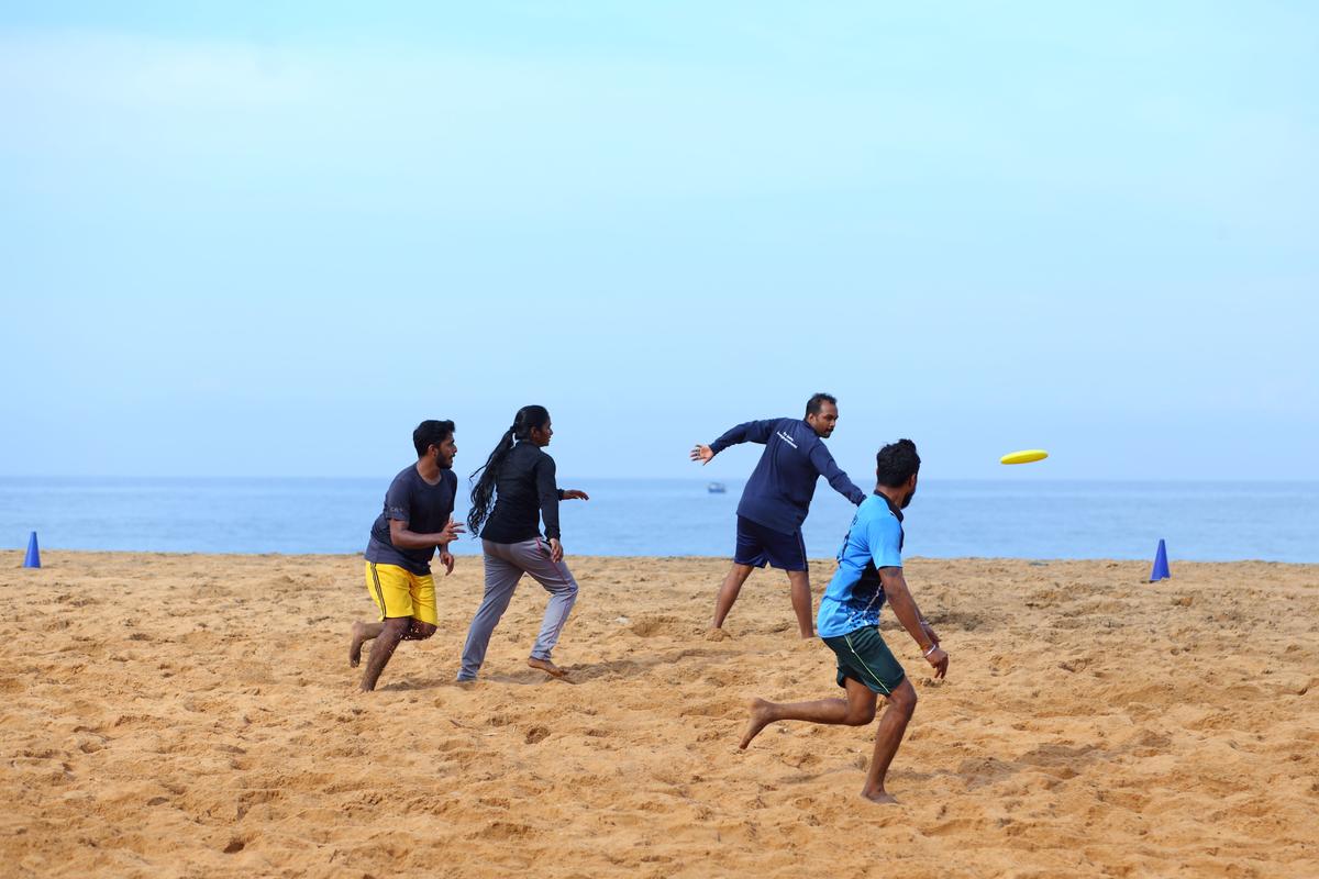 'Trivandrum Ultimate' Members Practising on the Beach