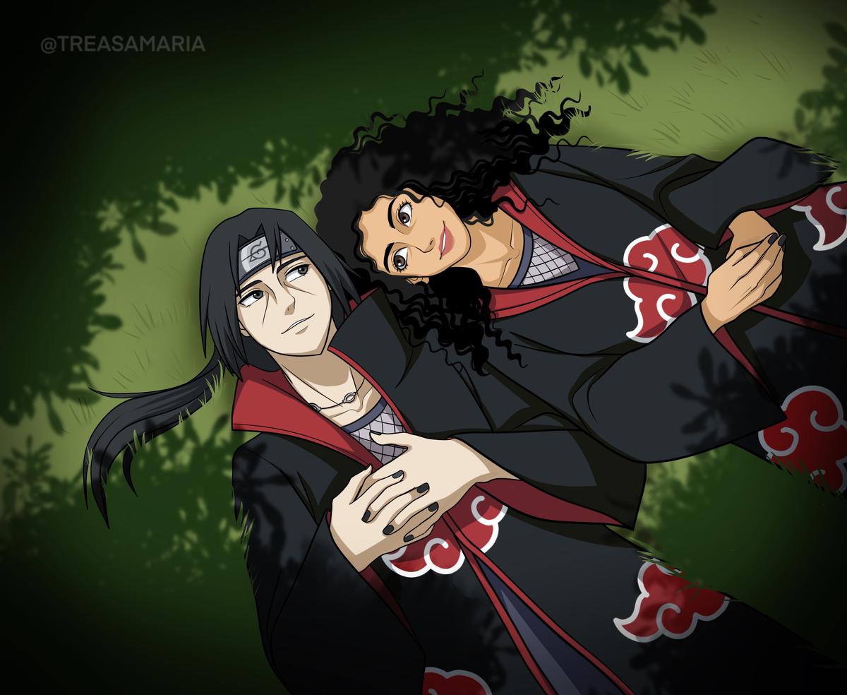 Anime Anna Ben with Itachi from Naruto, fan art commissioned by Malayalam actor Anna Ben