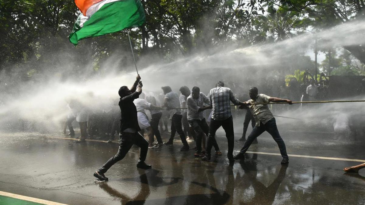 Congress protests in Kerala: Police fire water cannons at Congress activists in Kochi