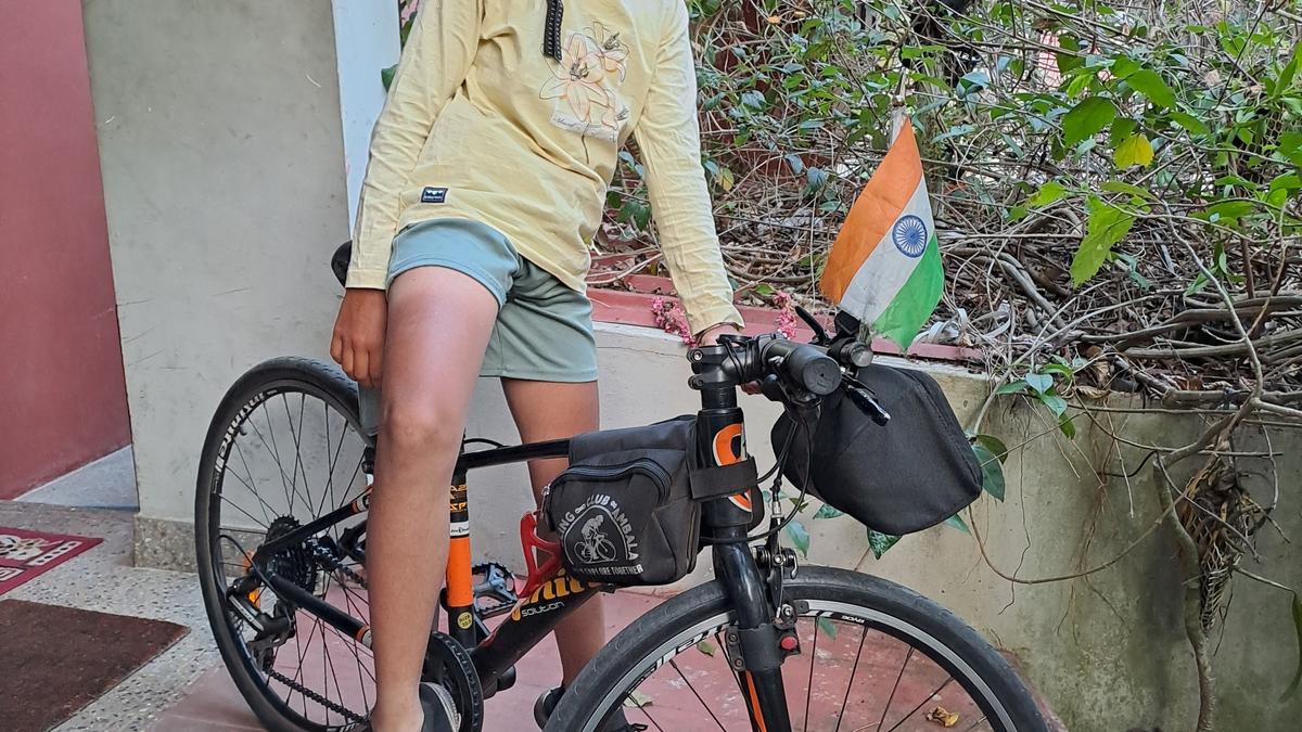 A young cyclist on a mission