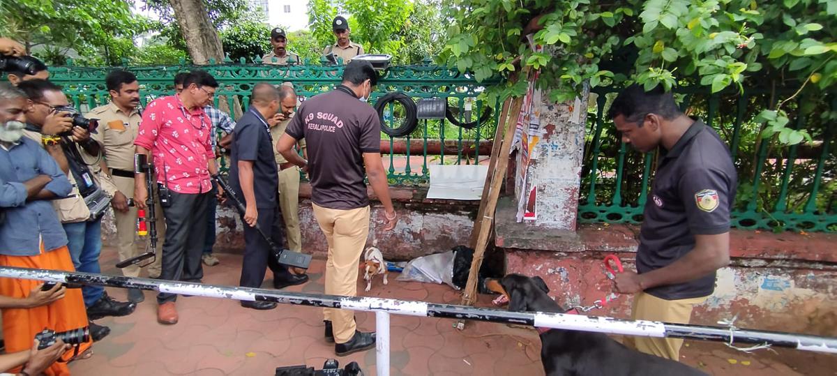 Kerala Police’s bomb squad checking the Secretariat premises in Thiruvananthapuram following a bomb threat on November 9, 2023.