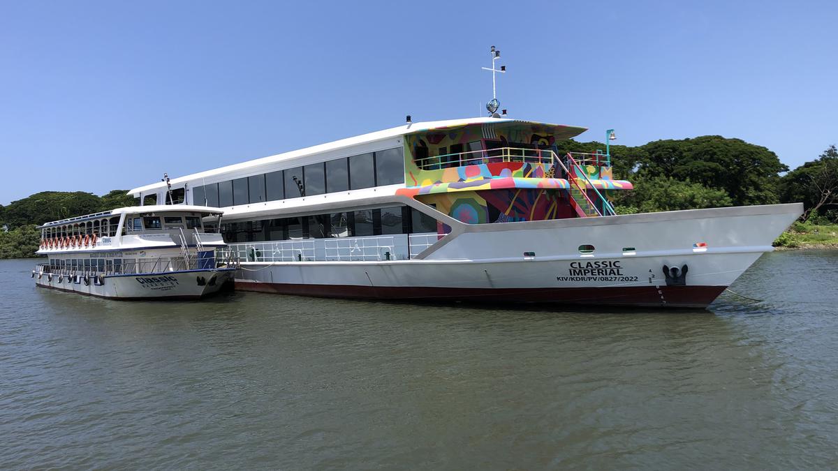 50-metre-long seagoing tourist boat ready for launch during Onam season in Kochi