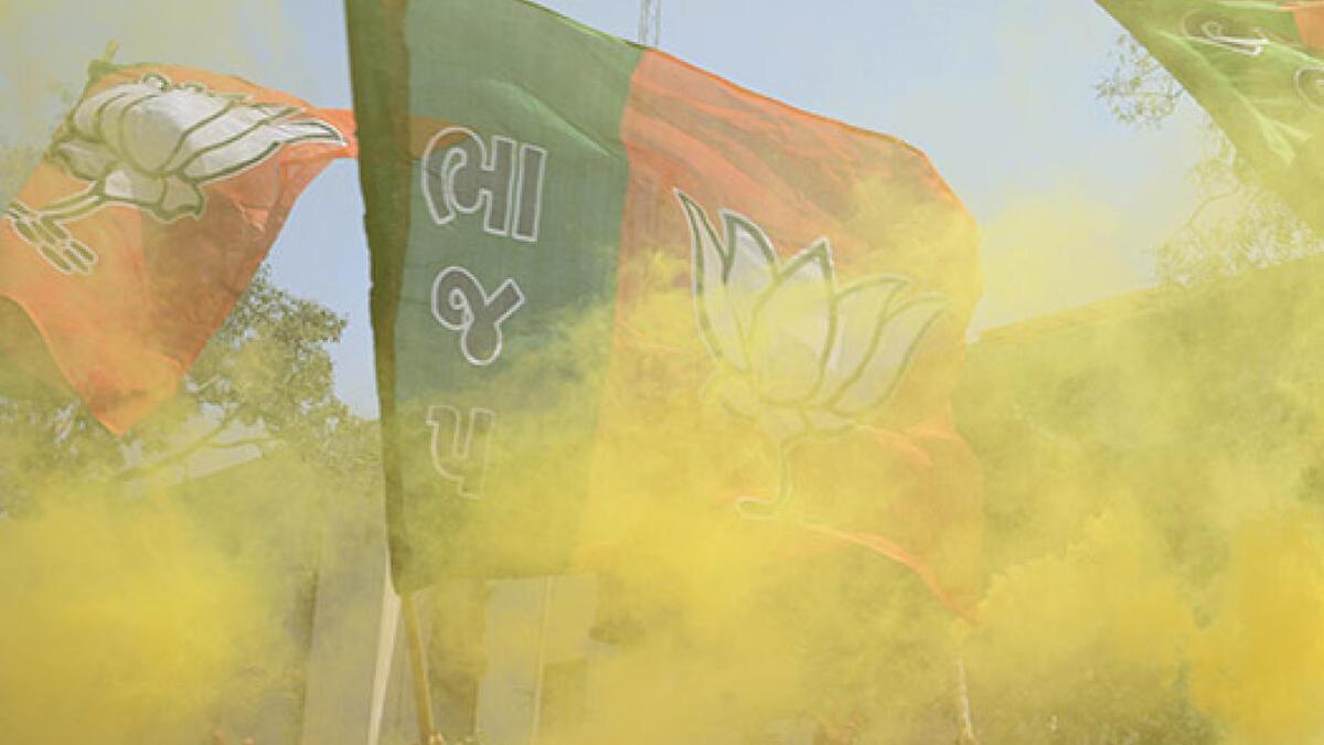 Posters, hoardings, huge arches and saffron flags flood Patna