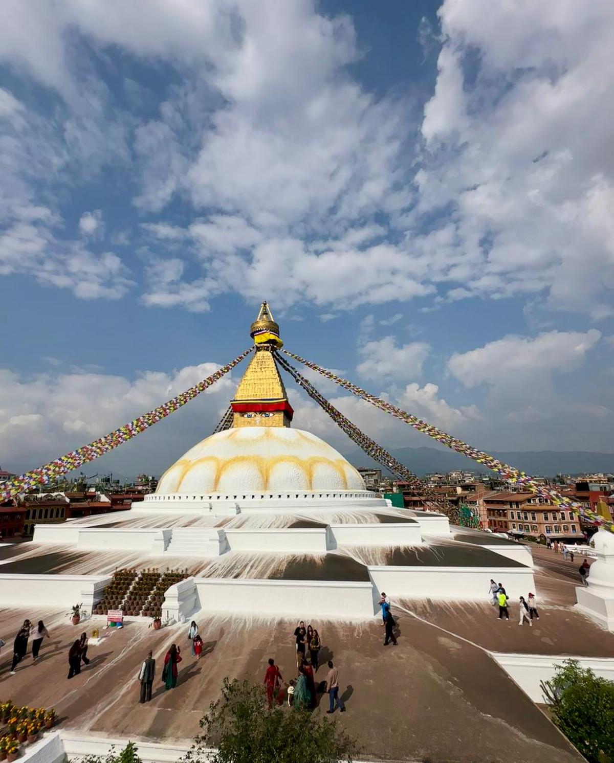 A view of Boudhanath Stupa in Kathmandu, Nepal. 