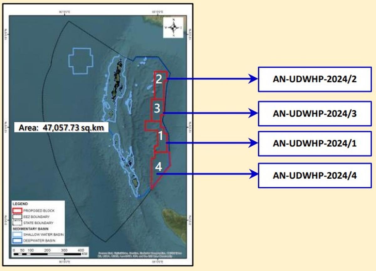 Peta menunjukkan blok untuk penawaran di Cekungan Andaman Timur di Oalp X. Sumber: Outlook Hidrokarbon India 2023-24. Peta menunjukkan blok untuk penawaran di Cekungan Andaman Timur di Oalp X. Sumber: Outlook Hidrokarbon India 2023-24.