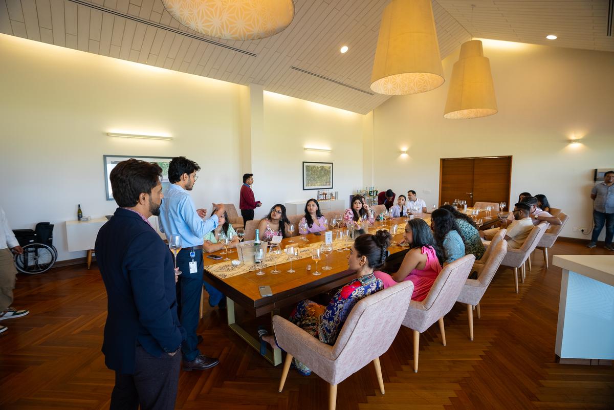 A wine testing session led by the main liquor maker in Chandon India Winari.