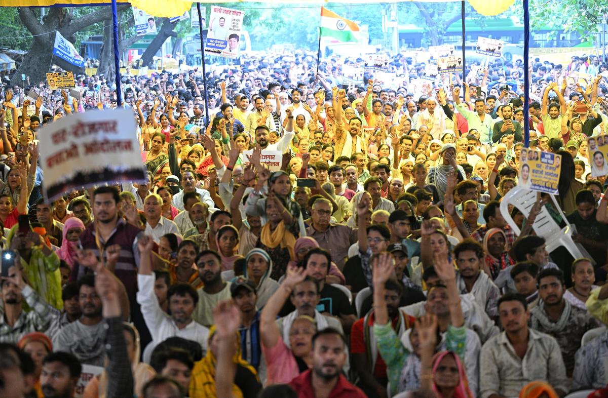 A section of the crowd in New Delhi. A section of the crowd in New Delhi.