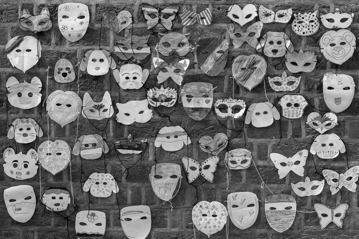 The masks made by the children