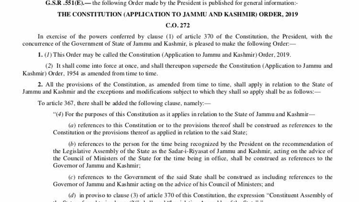 Full text of document on govt.’s rationale behind removal of special status to J&K