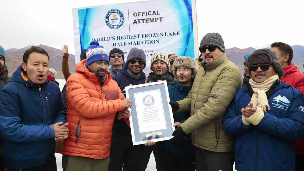 Ladakh sets Guinness world record for high altitude frozen lake half-marathon