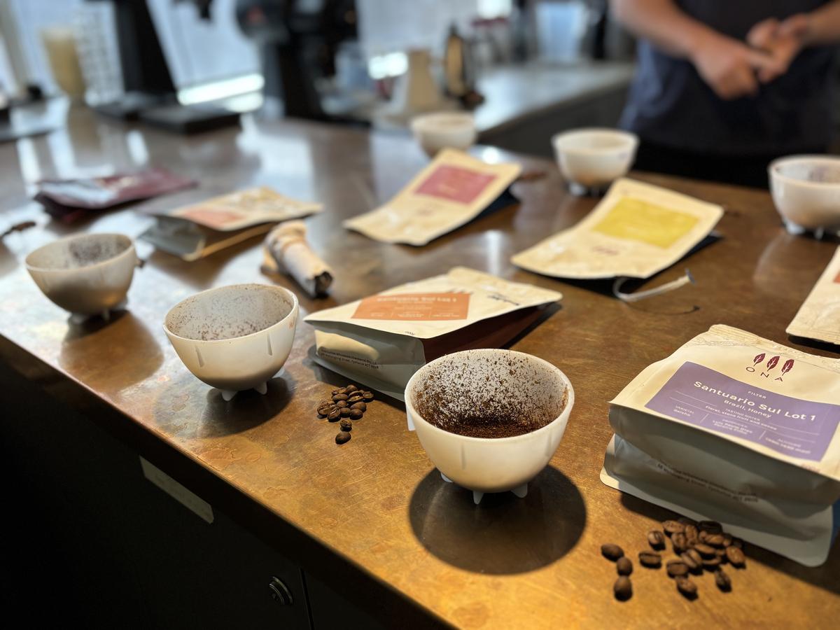 During a cupping session at ONA Coffee