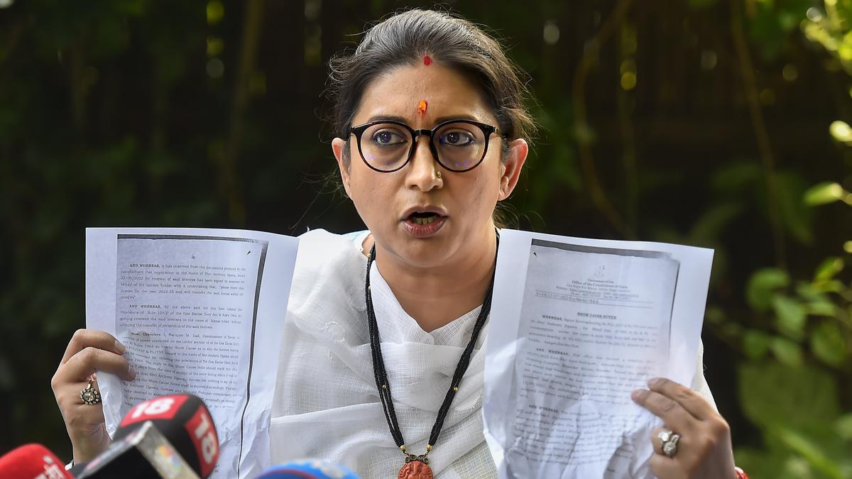 Smriti Irani Cries Foul As Congress Targets Her Over ‘illegal Goa Bar The Hindu 3045