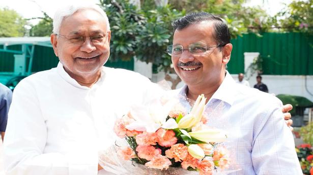 Nitish Kumar meets Arvind Kejriwal in Delhi