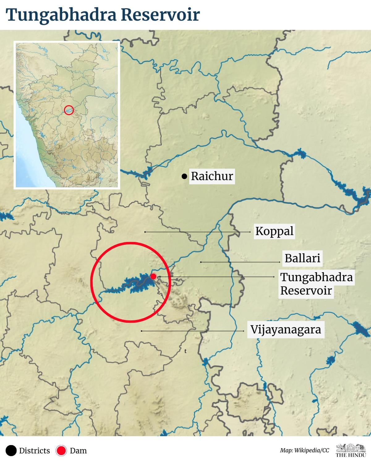Tungabhadra Reservoir crest gate washed away, flood alert issued - The Hindu