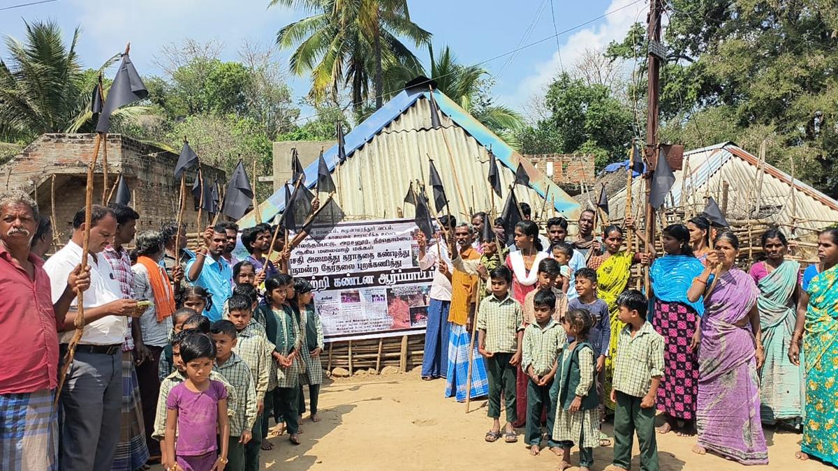 Tribals near Polur town in Jawadhu Hills hoist black flags in houses against lack of roads