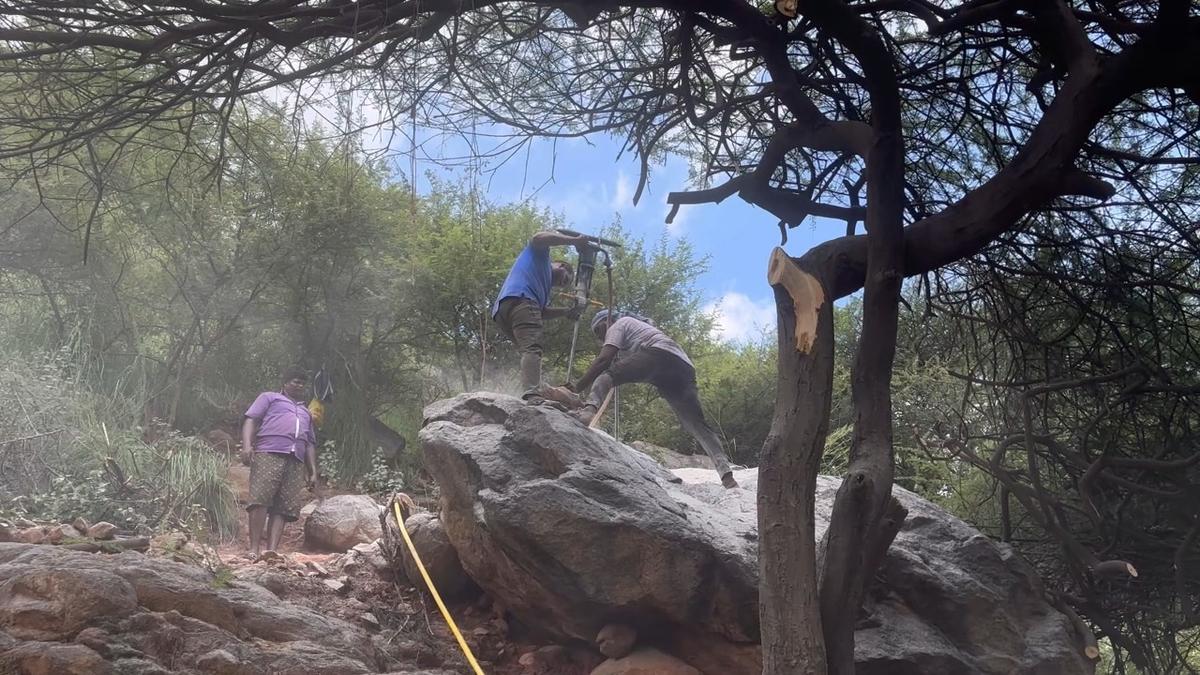 Highways dept. begins demolition of boulder in Arunachala Hills