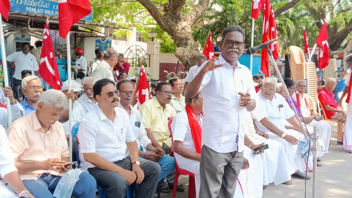 Left parties stage protest against fuel price rise in Puducherry
