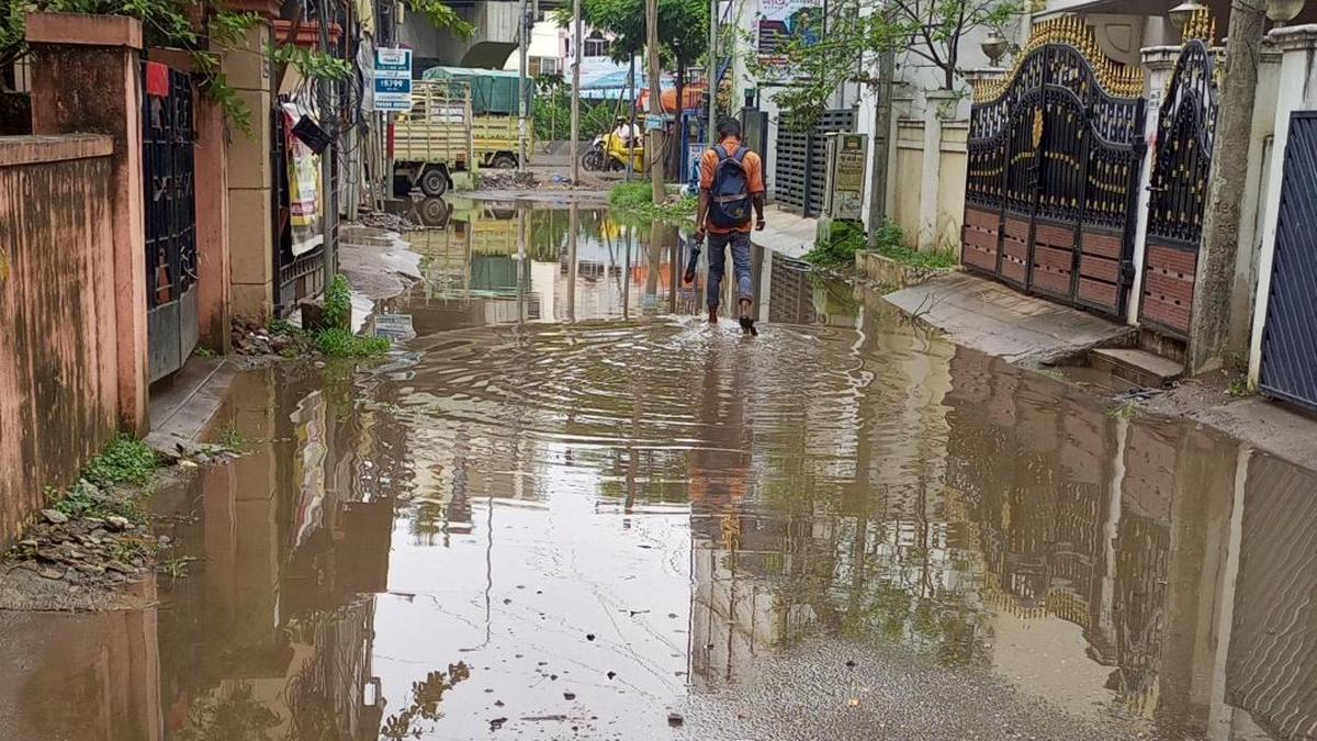 Rainwater stagnates for several days on Tansi Nagar Second Street at Velachery