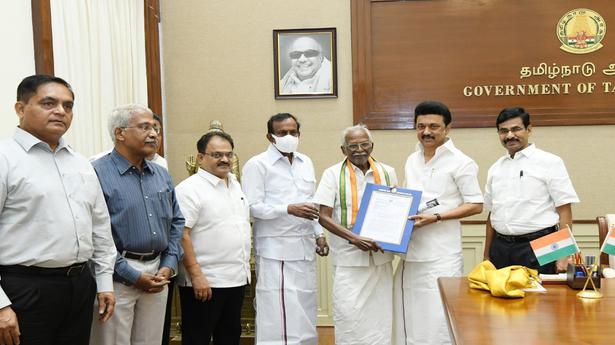 CM Stalin hands over house allotment order to veteran Congress leader Kumari Ananthan