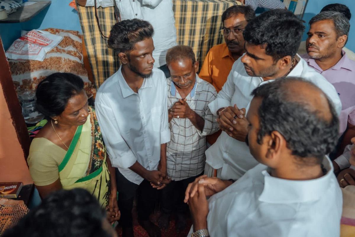 L. Murugan, Annamalai call on bereaved parents of Priya, offer condolences