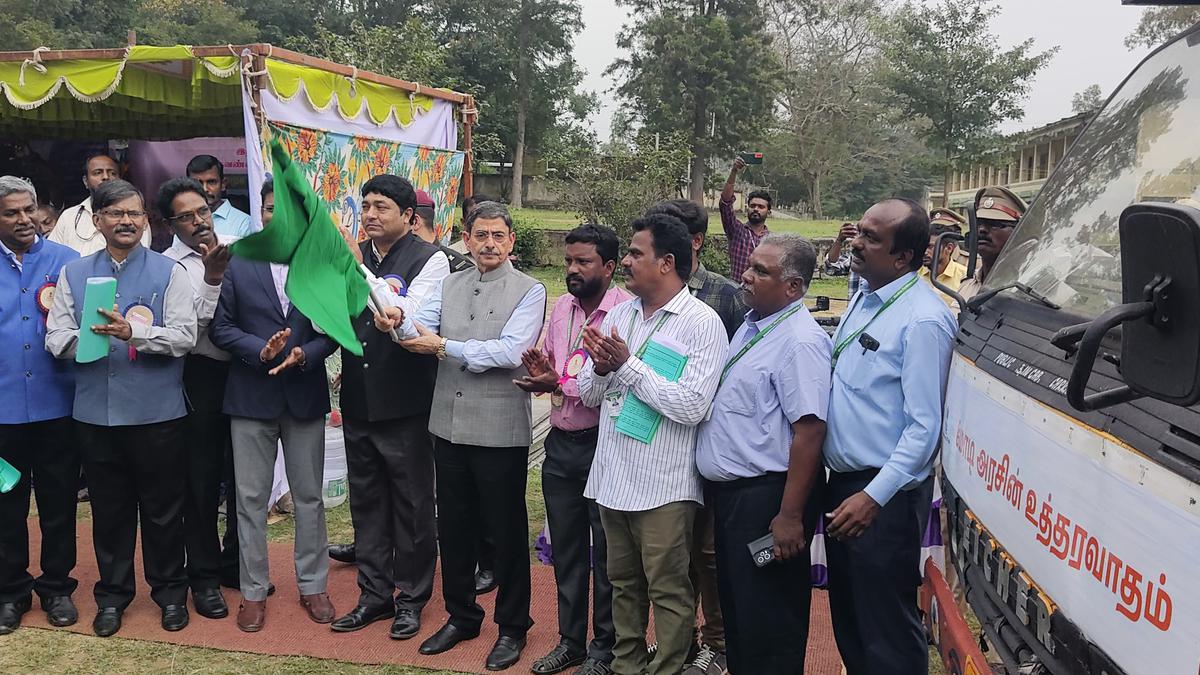 T.N. Governor R.N. Ravi flags off Viksit Bharat Sankalp Yatra vehicle in Jawadhu Hills