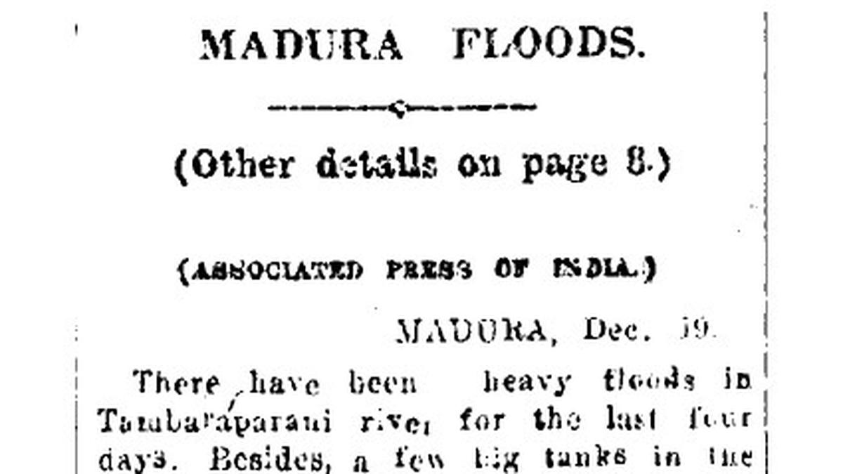 Tamirabharani caused similar devastation around the same time of the year a century ago