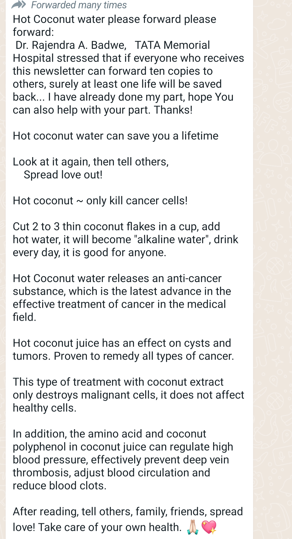 Vérification des faits : l’eau de coco n’est pas un remède contre le cancer
