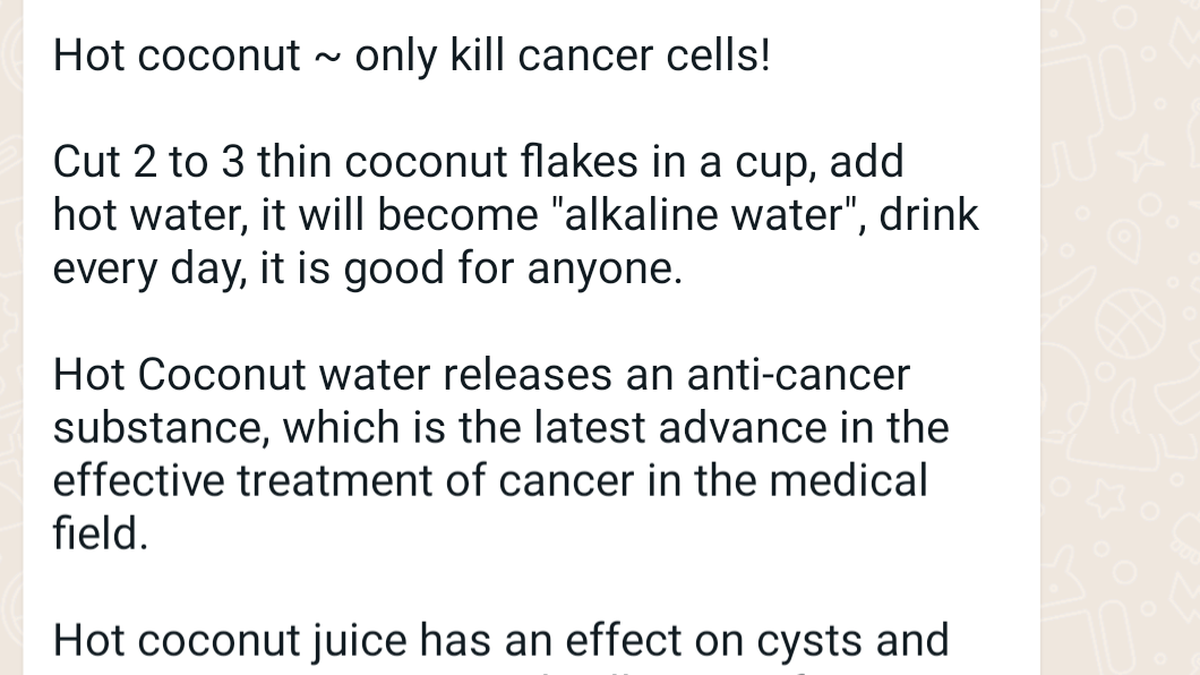 Fact check: Coconut water is no cancer cure