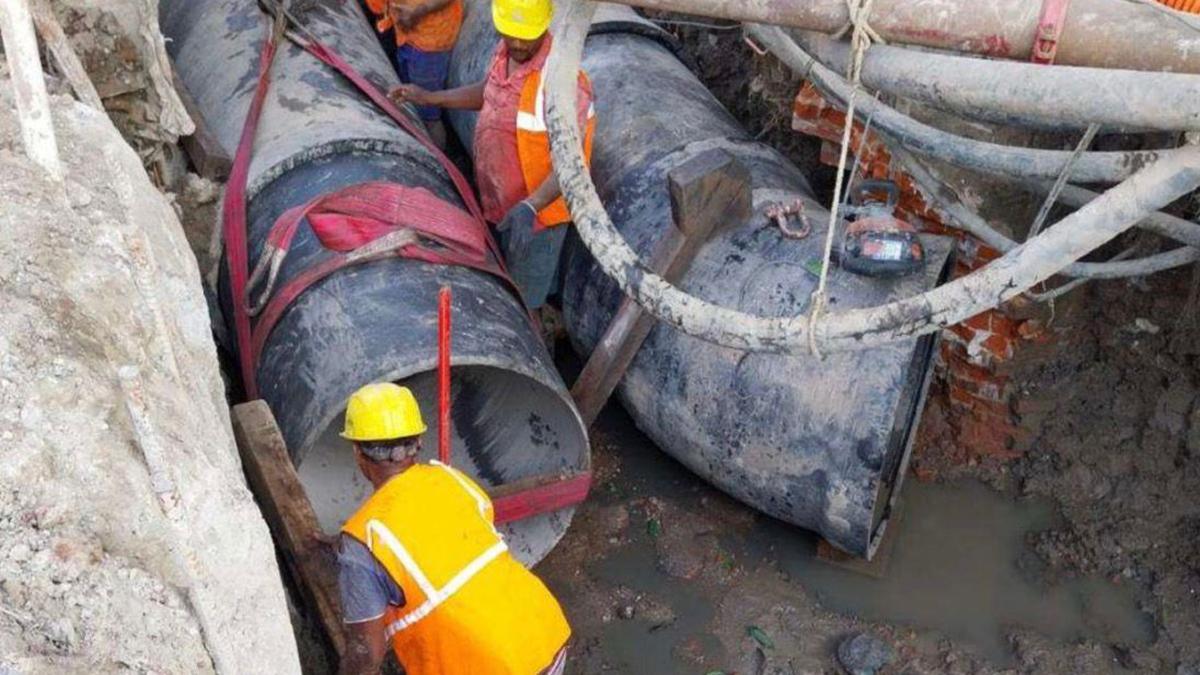A maze of utility lines shifted for constructing underground metro station at Purasawalkam