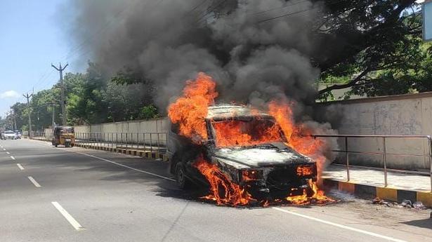 SUV catches fire at Vellore court complex