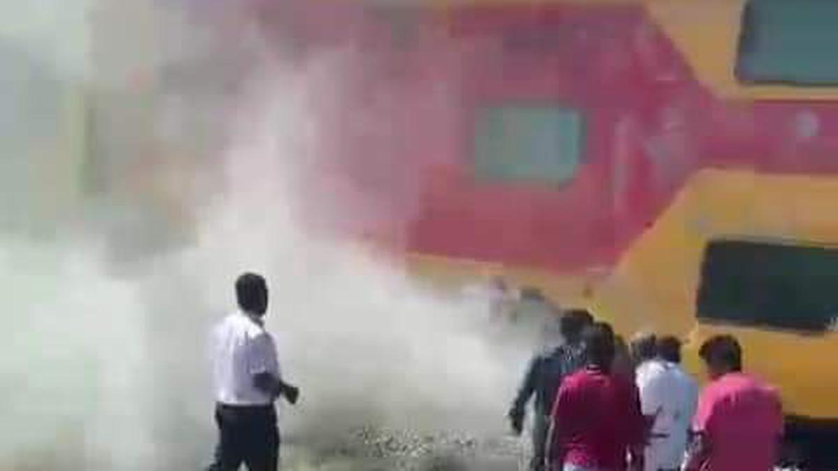 Smoke emanates from Bengaluru-bound double decker train near Gudiyattam
