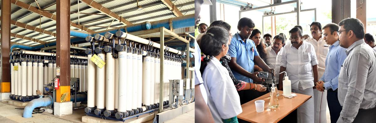 Minister for Municipal Administration K.N.Nehru inspecting the sewage treatment plant in Kodungiyur. Minister for Municipal Administration K.N.Nehru inspecting the sewage treatment plant in Kodungiyur.