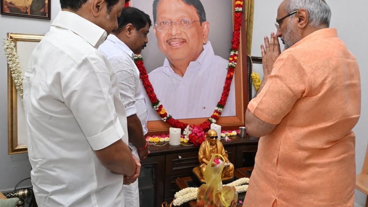 C.P. Radhakrishnan pays tributes to Murasoli Selvam