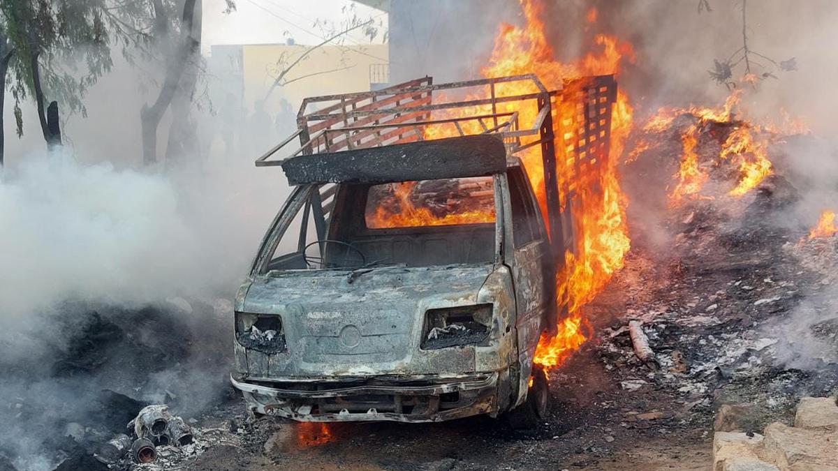 Goods, vehicle destroyed in godown fire near Ambur
