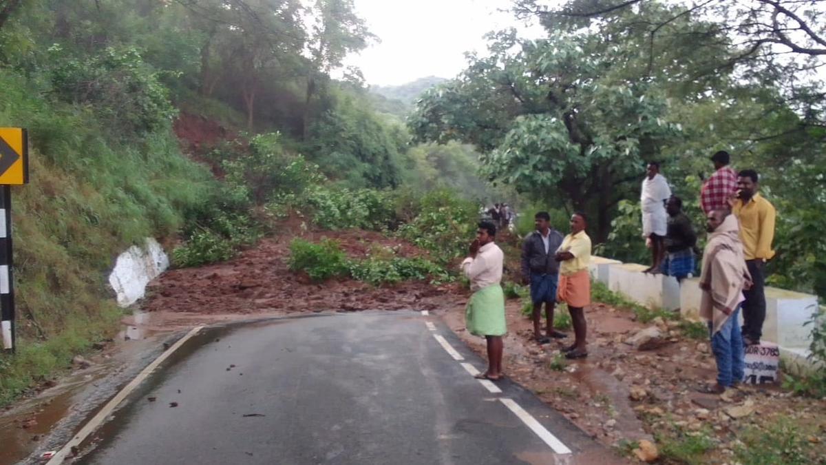 Major stretch on the Jawadhu Hills near Tirupattur town hit by landslip