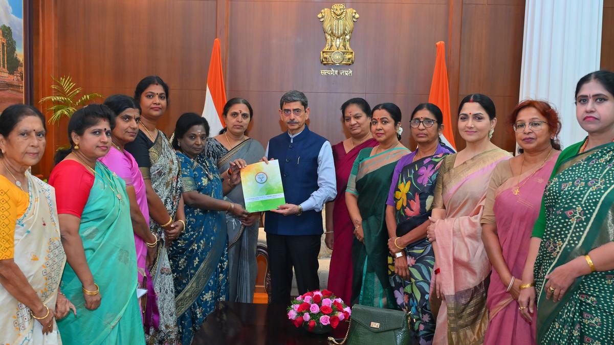 T.N. BJP women’s wing leaders meet Governor, submits petition on women safety