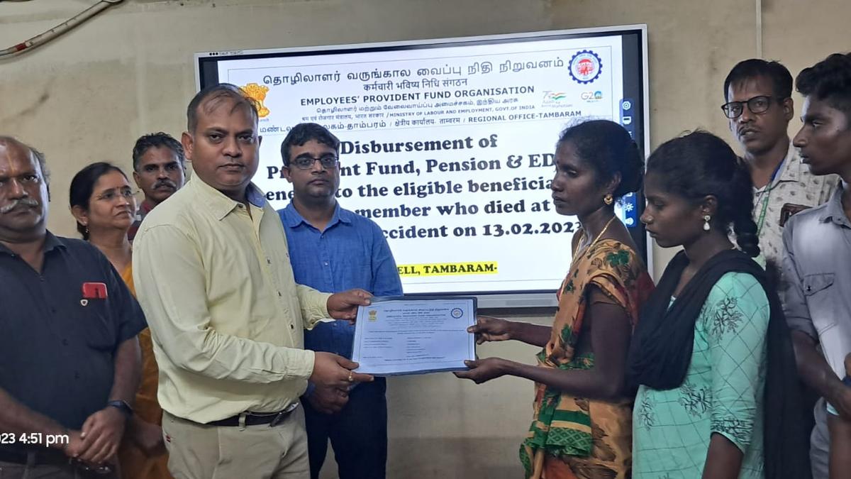PF, pension disbursed to family of an employee who died in industrial accident